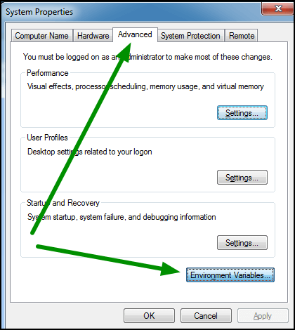 alt-text="An arrow points to'Advanced system settings', which is the last item in the Control Panel Home."